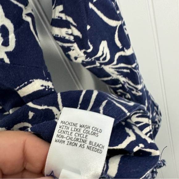 Panama Jack Top Small Women Navy Blue White Floral Long Sleeve Linen Breathable - Picture 7 of 9